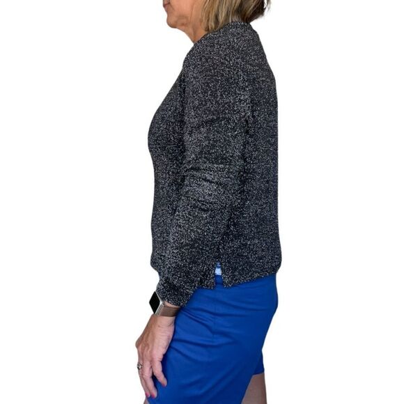 BLACK METALLIC CROP SWEATER - Picture 2 of 5